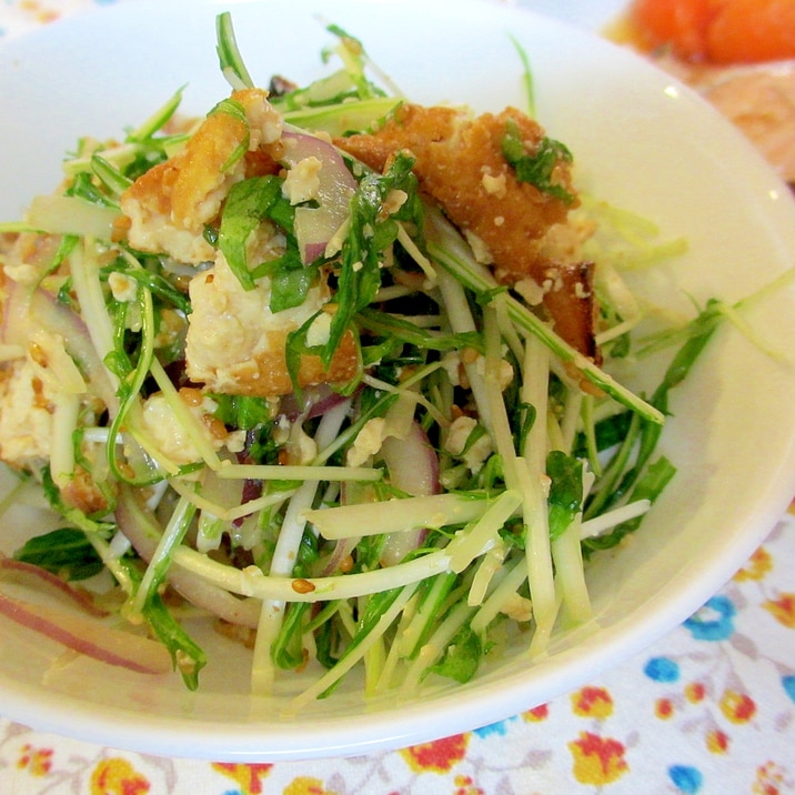 厚揚げと水菜のポン酢サラダ